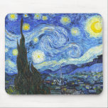 VAN GOGH Starry Night Mouse Pad<br><div class="desc">"van gogh vincent", starry night, "famous painting", vintage, stars, sky, "fine art", blue</div>
