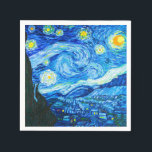 Van Gogh Starry Night Napkin<br><div class="desc">Napkins featuring Vincent van Gogh’s oil painting The Starry Night (1889). Inspired by his stay at an asylum,  the art depicts a village underneath a night sky of blue and yellow moon and stars. A great gift for fans of Post-Impressionism and Dutch art.</div>