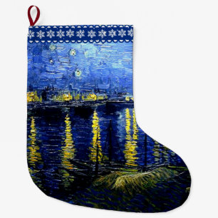 Van Gogh - Starry Night on the Rhone Large Christmas Stocking
