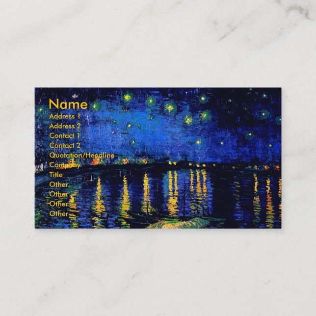 Van Gogh Starry Night Over Rhone  (F474) Fine Art Business Card (Front)
