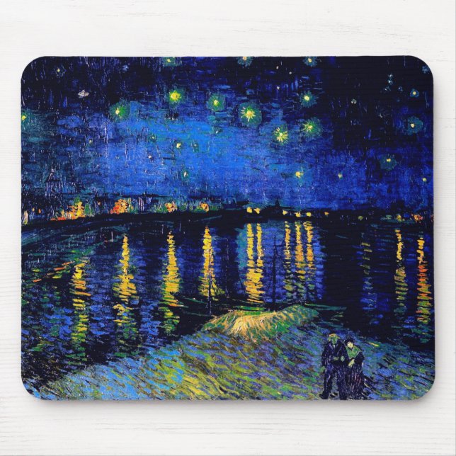 Van Gogh Starry Night Over Rhone  (F474) Fine Art Mouse Pad (Front)