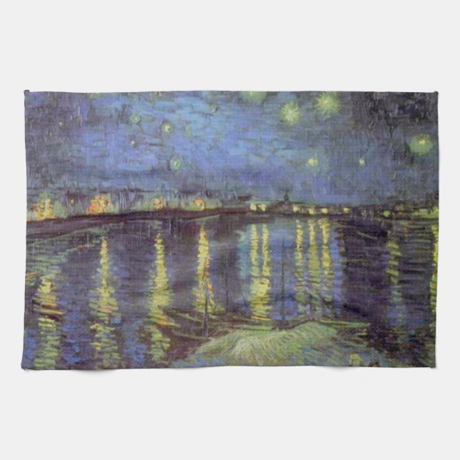 Van Gogh Starry Night Over Rhone Kitchen Towel (Horizontal)