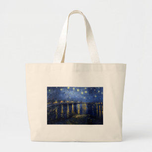 Van Gogh Starry Night Over Rhone Large Tote Bag