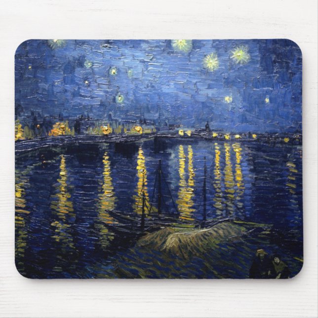 Van Gogh Starry Night Over Rhone Mouse Pad (Front)