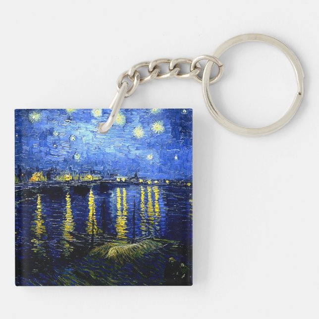 Van Gogh - Starry Night over the Rhone 2020 Keychain (Back)