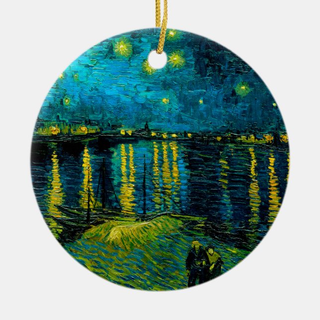 Van Gogh Starry Night Over the Rhône  Ceramic Ornament (Front)