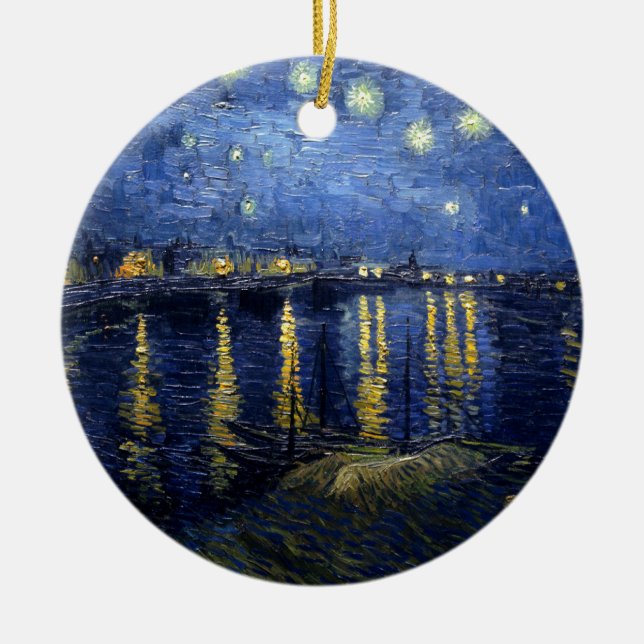 Van Gogh: Starry Night Over the Rhone Ceramic Ornament (Front)