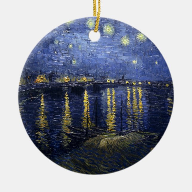 Van Gogh Starry Night Over The Rhone Ceramic Ornament (Front)