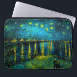 Van Gogh Starry Night Over the Rhône  Laptop Sleeve<br><div class="desc">Laptop Sleeve featuring Vincent van Gogh’s oil painting Starry Night Over the Rhône (1888). Shining yellow stars decorate the blue night sky as a couple strolls along a riverbank in Arles. A perfect gift for fans of Post-Impressionism and Dutch art.</div>