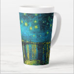 Van Gogh Starry Night Over the Rhône  Latte Mug<br><div class="desc">Latte Mug featuring Vincent van Gogh’s oil painting Starry Night Over the Rhône (1888). Shining yellow stars decorate the blue night sky as a couple strolls along a riverbank in Arles. A perfect gift for fans of Post-Impressionism and Dutch art.</div>
