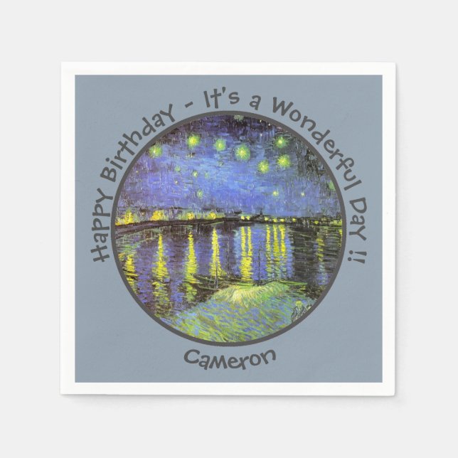 van Gogh Starry Night Over the Rhone Party Items Napkin (Front)