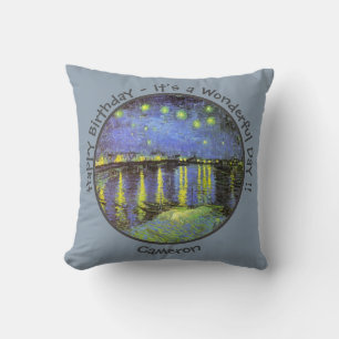 van Gogh Starry Night Over the Rhone Party Items Throw Pillow