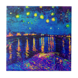Van Gogh - Starry Night Over The Rhone Pop Art Tile