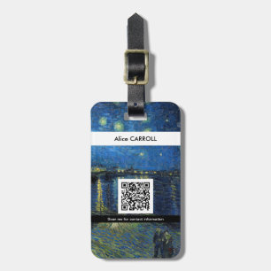 Van Gogh - Starry Night Over the Rhone - QR Code Luggage Tag