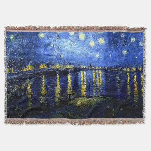 Van Gogh - Starry Night over the Rhone Throw Blanket