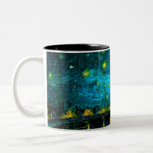 Van Gogh Starry Night Over the Rhône  Two-Tone Coffee Mug