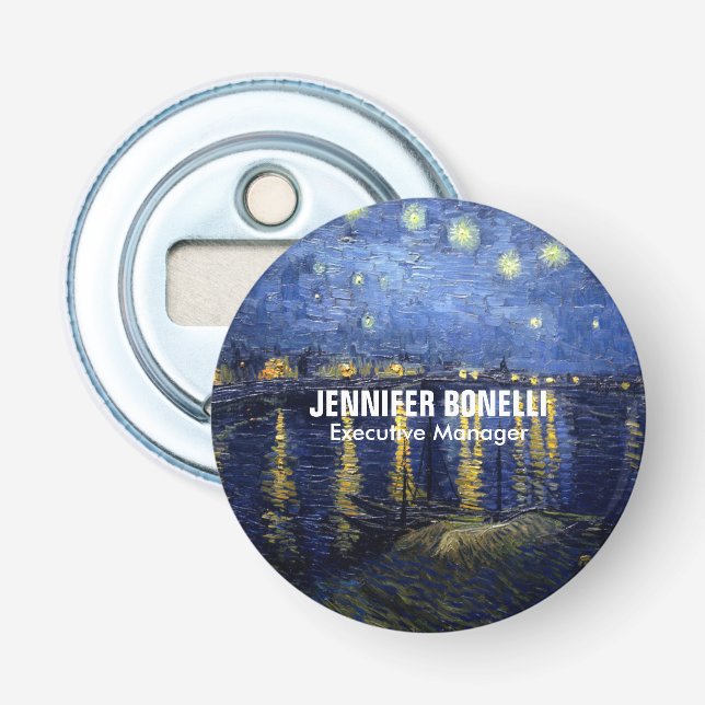 Van Gogh Starry Night Painting Add Your Name Bottle Opener (Front)
