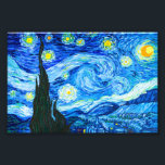 Van Gogh Starry Night Photo Print<br><div class="desc">Photo Print featuring Vincent van Gogh’s oil painting The Starry Night (1889). Inspired by his stay at an asylum,  the art depicts a village underneath a night sky of blue and yellow moon and stars. A great gift for fans of Post-Impressionism and Dutch art.</div>