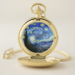 VAN GOGH Starry Night Pocket Watch<br><div class="desc">"van gogh",  vincent,  starry night,  painting,  famous,  vintage,  stars,  sky,  art,  blue</div>