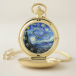 VAN GOGH Starry Night Roman Numerals Pocket Watch<br><div class="desc">"van gogh",  vincent,  starry night,  painting,  famous,  vintage,  stars,  sky,  art,  blue,  roman numerals,  numbered</div>