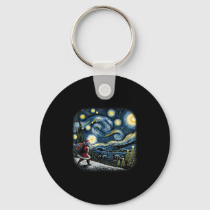 Van Gogh Starry Night Santa Christmas Winter Snowy Keychain