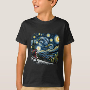 Van Gogh Starry Night Santa Christmas Winter Snowy T-Shirt