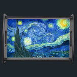 Van Gogh/starry night Serving Tray<br><div class="desc">Van Gogh's famous painting, "The Starry Night." Painted during his stay at the Saint Remy asylum in the 1880's, van Gogh depicted the rolling hills and cypress trees he saw from his window. Digitally enhanced by PixDezines. Copyright © 2008-2016 PixDezines.com™ and PixDezines™ on zazzle.com. All rights reserved.</div>