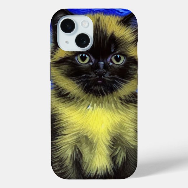 Van Gogh Starry Night Siamese Cat Case-Mate iPhone Case (Back)