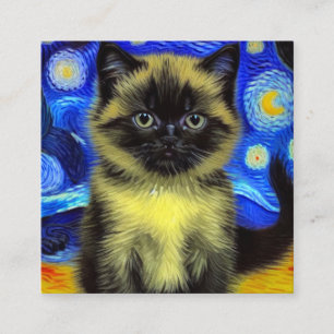 Van Gogh Starry Night Siamese Cat Enclosure Card