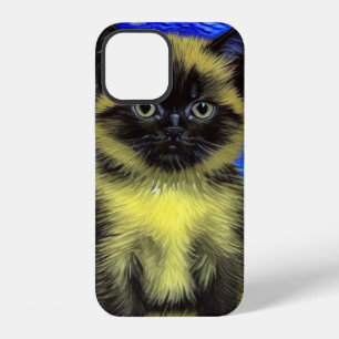 Van Gogh Starry Night Siamese Cat iPhone 12 Case