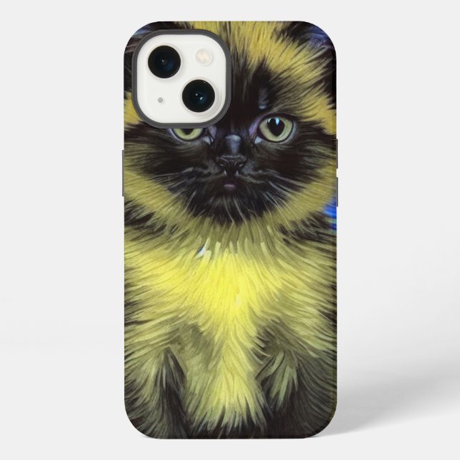 Van Gogh Starry Night Siamese Cat iPhone Case (Back)