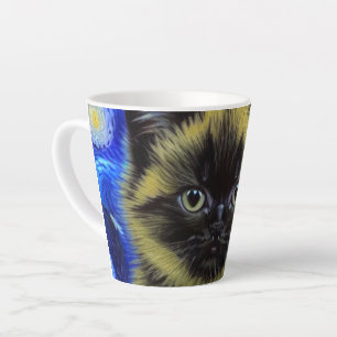 Van Gogh Starry Night Siamese Cat Latte Mug