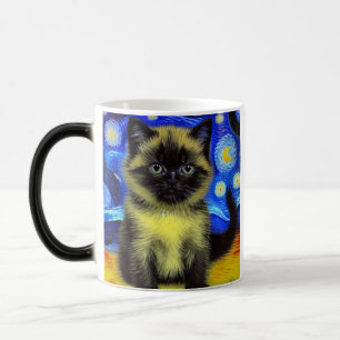 Van Gogh Starry Night Siamese Cat Magic Mug