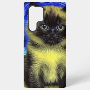 Van Gogh Starry Night Siamese Cat Samsung Galaxy Case