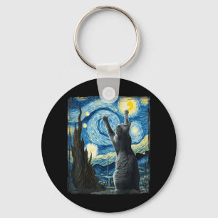 Van Gogh Starry Night Style Artistic Russian Blue Keychain