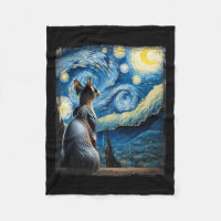 Van Gogh Starry Night Style Artistic Sphynx Cat 
