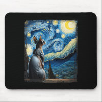 Van Gogh Starry Night Style Artistic Sphynx Cat