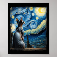 Van Gogh Starry Night Style Artistic Sphynx Cat 