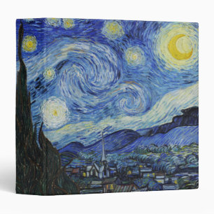 Van Gogh Starry Night Swirling Sky Blue Art Binder