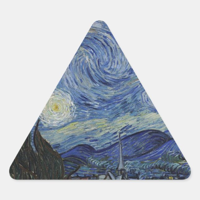 Van Gogh Starry Night Triangle Sticker (Front)