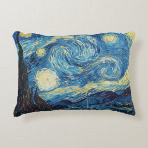 Van Gogh Starry Night Vintage Blue Masterpiece Accent Pillow