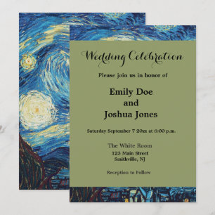 Van Gogh Starry Night Vintage Blue Masterpiece Invitation