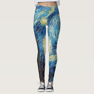 Van Gogh Starry Night Vintage Blue Masterpiece Leggings