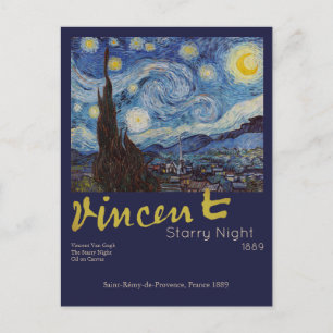 Van Gogh Starry Night Vintage Blue Masterpiece Postcard