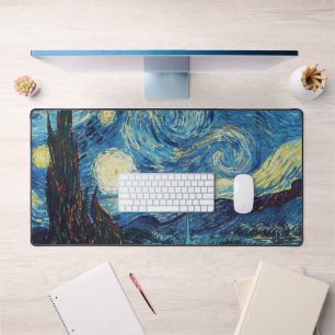Van Gogh Starry Night Vintage Impasto Oil Painting Desk Mat