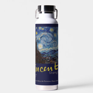 Van Gogh Starry Night Vintage Impasto Oil Painting Water Bottle