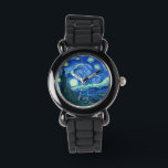 Van Gogh starry night Watch<br><div class="desc">Van Gogh's famous painting, "The Starry Night." Painted during his stay at the Saint Remy asylum in the 1880's, van Gogh depicted the rolling hills and cypress trees he saw from his window. Digitally enhanced by PixDezines. Copyright © 2008-2016 PixDezines.com™ and PixDezines™ on zazzle.com. All rights reserved.</div>