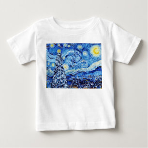 Van Gogh Starry Night - White Christmas Tree Baby T-Shirt