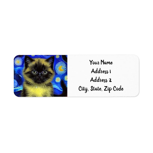 Van Gogh Starry Nuit Siamese Cat (Devant)