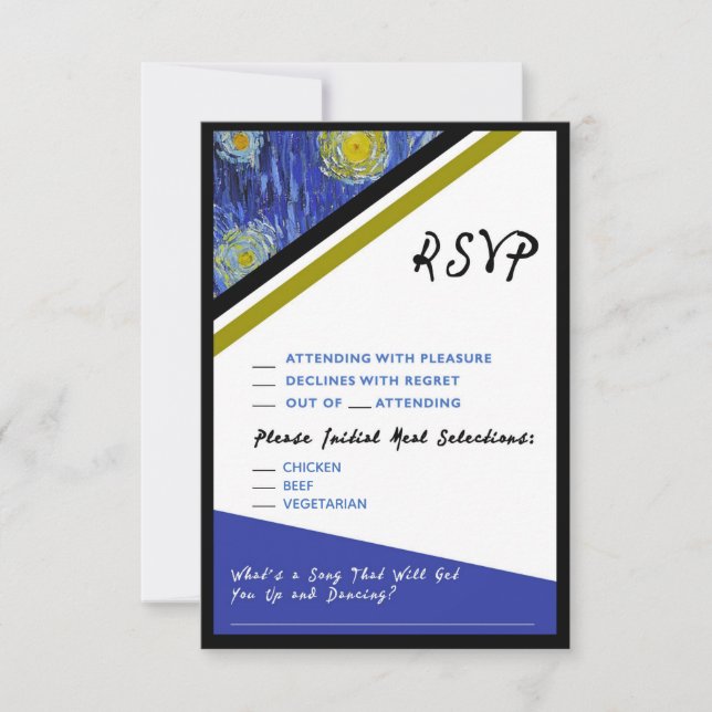 Van Gogh Starry Style de nuit RSVP mariage (Devant)